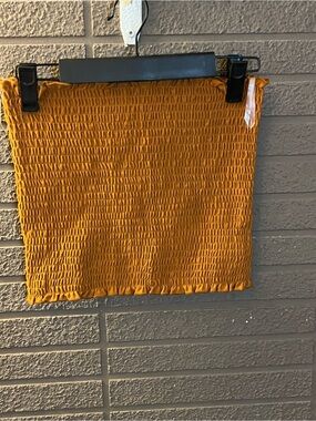 Zenana Smocked Tube Top Small Rust Brown Stretch Cotton Strapless Crop Top